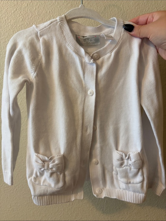 The Children's Place Other - The Children's Place Cream Bow Pocket Knit Cardigan